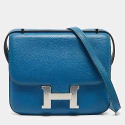 Pre Owned Hermes Mykonos Epsom Leather Palladium Finish Constance 18 Mini Bag