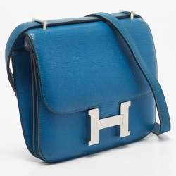 Pre Owned Hermes Mykonos Epsom Leather Palladium Finish Constance 18 Mini Bag