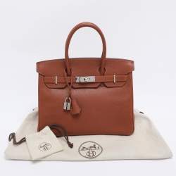 Pre Owned Hermes Noisette Evercolor Leather  Palladium Hardware Birkin 30 Bag