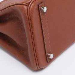 Pre Owned Hermes Noisette Evercolor Leather  Palladium Hardware Birkin 30 Bag