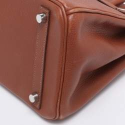 Pre Owned Hermes Noisette Evercolor Leather  Palladium Hardware Birkin 30 Bag