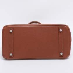 Pre Owned Hermes Noisette Evercolor Leather  Palladium Hardware Birkin 30 Bag