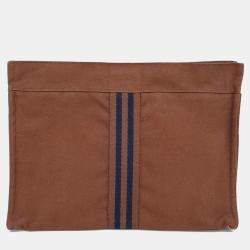 Pre Owned Hermes Brown Cotton Furutto Pouch