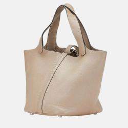 Pre Owned Hermes Picotin 18 Etoupe Grey Taurillon Clemence Handbag
