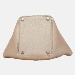 Pre Owned Hermes Picotin 18 Etoupe Grey Taurillon Clemence Handbag