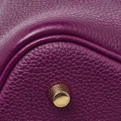 Pre Owned Hermes Anemone Taurillon Maurice Leather Gold Finish Picotin Lock 22 Bag