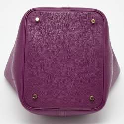 Pre Owned Hermes Anemone Taurillon Maurice Leather Gold Finish Picotin Lock 22 Bag