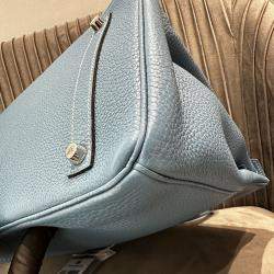 Pre Owned Hermes Birkin 35 Blue Togo Leather Tote Bag