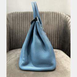 Pre Owned Hermes Birkin 35 Blue Togo Leather Tote Bag
