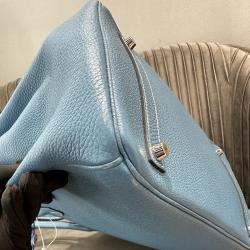 Pre Owned Hermes Birkin 35 Blue Togo Leather Tote Bag