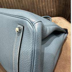 Pre Owned Hermes Birkin 35 Blue Togo Leather Tote Bag