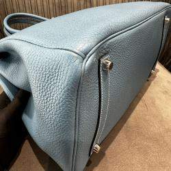 Pre Owned Hermes Birkin 35 Blue Togo Leather Tote Bag
