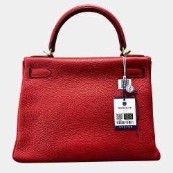 Pre Owned Hermes Kelly 28 Red Togo Leather Handbag