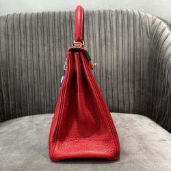 Pre Owned Hermes Kelly 28 Red Togo Leather Handbag