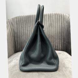 Pre Owned Hermes Birkin 35 Pine Green Togo Leather Handbag