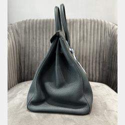 Pre Owned Hermes Birkin 35 Pine Green Togo Leather Handbag