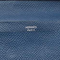 Pre Owned Hermes Bleu de Malte Epsom Leather MC² Fleming Long Wallet