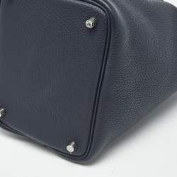 Pre Owned Hermès Bleu Nuit/Bleu France Taurillon Clemence Leather Picotin Lock 18 Bag