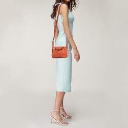 Pre Owned Hermes Terre Battue/Capucine Swift Leather Palladium Finish Mini Lindy Bag