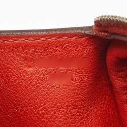 Pre Owned Hermes Terre Battue/Capucine Swift Leather Palladium Finish Mini Lindy Bag