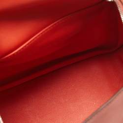 Pre Owned Hermes Terre Battue/Capucine Swift Leather Palladium Finish Mini Lindy Bag