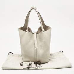 Pre Owned Hermès Craie Clemence Leather Picotin Lock 22 Bag