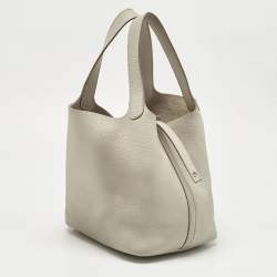 Pre Owned Hermès Craie Clemence Leather Picotin Lock 22 Bag