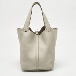 Pre Owned Hermès Craie Clemence Leather Picotin Lock 22 Bag