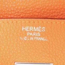 Pre Owned Hermes Birkin Retourne 35 Orange Togo Leather Tote Bag