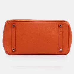 Pre Owned Hermes Birkin Retourne 35 Orange Togo Leather Tote Bag