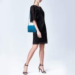 Pre Owned Hermes Blue Hydra Evercolor Leather Roulis 18 Bag