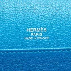 Pre Owned Hermes Blue Hydra Evercolor Leather Roulis 18 Bag