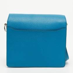 Pre Owned Hermes Blue Hydra Evercolor Leather Roulis 18 Bag