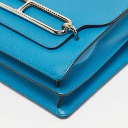 Pre Owned Hermes Blue Hydra Evercolor Leather Roulis 18 Bag