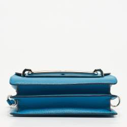 Pre Owned Hermes Blue Hydra Evercolor Leather Roulis 18 Bag