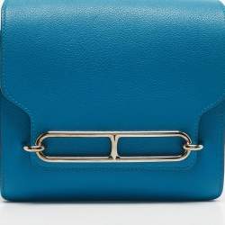 Pre Owned Hermes Blue Hydra Evercolor Leather Roulis 18 Bag