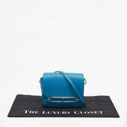 Pre Owned Hermes Blue Hydra Evercolor Leather Roulis 18 Bag