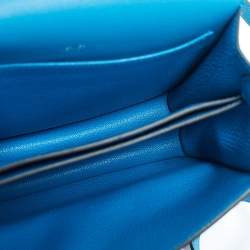 Pre Owned Hermes Blue Hydra Evercolor Leather Roulis 18 Bag