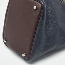 Pre Owned Hermès Bleu Nuit/Rouge Sellier/Framboise Taurillon Clemence Leather Picotin Lock 18 Bag