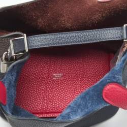 Pre Owned Hermès Bleu Nuit/Rouge Sellier/Framboise Taurillon Clemence Leather Picotin Lock 18 Bag