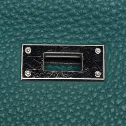 Pre Owned Hermes Vert Verone Clemence Leather Palladium Finish Kelly Retourne 32 Bag