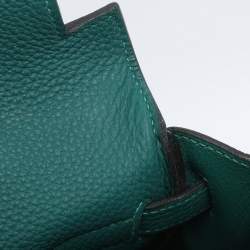 Pre Owned Hermes Vert Verone Clemence Leather Palladium Finish Kelly Retourne 32 Bag