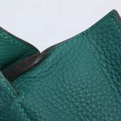 Pre Owned Hermes Vert Verone Clemence Leather Palladium Finish Kelly Retourne 32 Bag