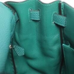 Pre Owned Hermes Vert Verone Clemence Leather Palladium Finish Kelly Retourne 32 Bag