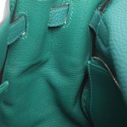 Pre Owned Hermes Vert Verone Clemence Leather Palladium Finish Kelly Retourne 32 Bag