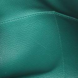 Pre Owned Hermes Vert Verone Clemence Leather Palladium Finish Kelly Retourne 32 Bag