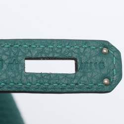 Pre Owned Hermes Vert Verone Clemence Leather Palladium Finish Kelly Retourne 32 Bag