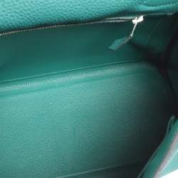 Pre Owned Hermes Vert Verone Clemence Leather Palladium Finish Kelly Retourne 32 Bag