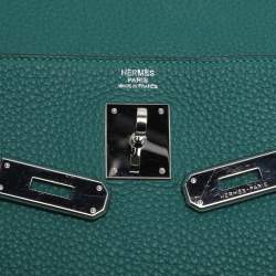 Pre Owned Hermes Vert Verone Clemence Leather Palladium Finish Kelly Retourne 32 Bag