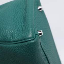 Pre Owned Hermes Vert Verone Clemence Leather Palladium Finish Kelly Retourne 32 Bag